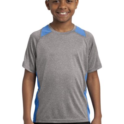 Sport Tek Youth Heather Colorblock Contender Tee YST361 Youth Heather Colorblock Contender Tee Thumbnail