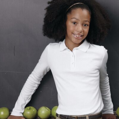 French Toast Girls' Long Sleeve Picot Polo A9424 Girls' Long Sleeve Picot Polo Thumbnail