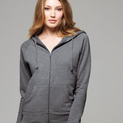 Bella + Canvas Ladies' Raglan Full-Zip Hooded Sweatshirt 7007 Ladies' Raglan Full-Zip Hooded Sweatshirt Thumbnail